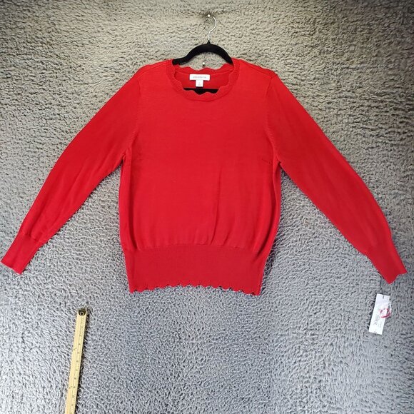 Liz Claiborne Sweater Womens Size Large Red Cabaret Knit Crewneck *NWT* - Picture 1 of 10